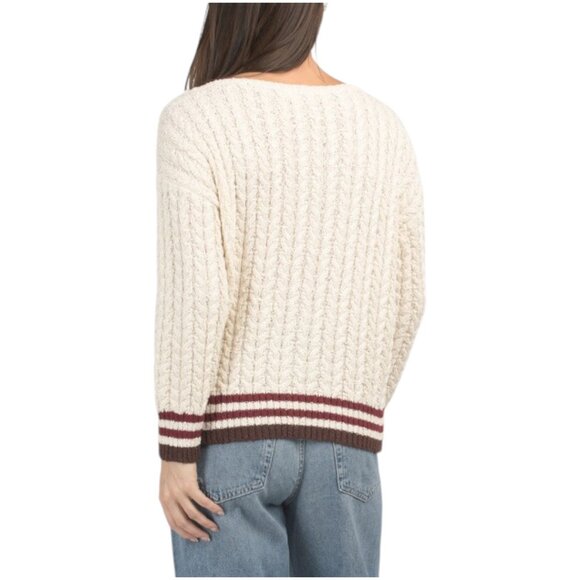 LUSH Varsity Striped Cable Knit Sweater - Picture 2 of 2